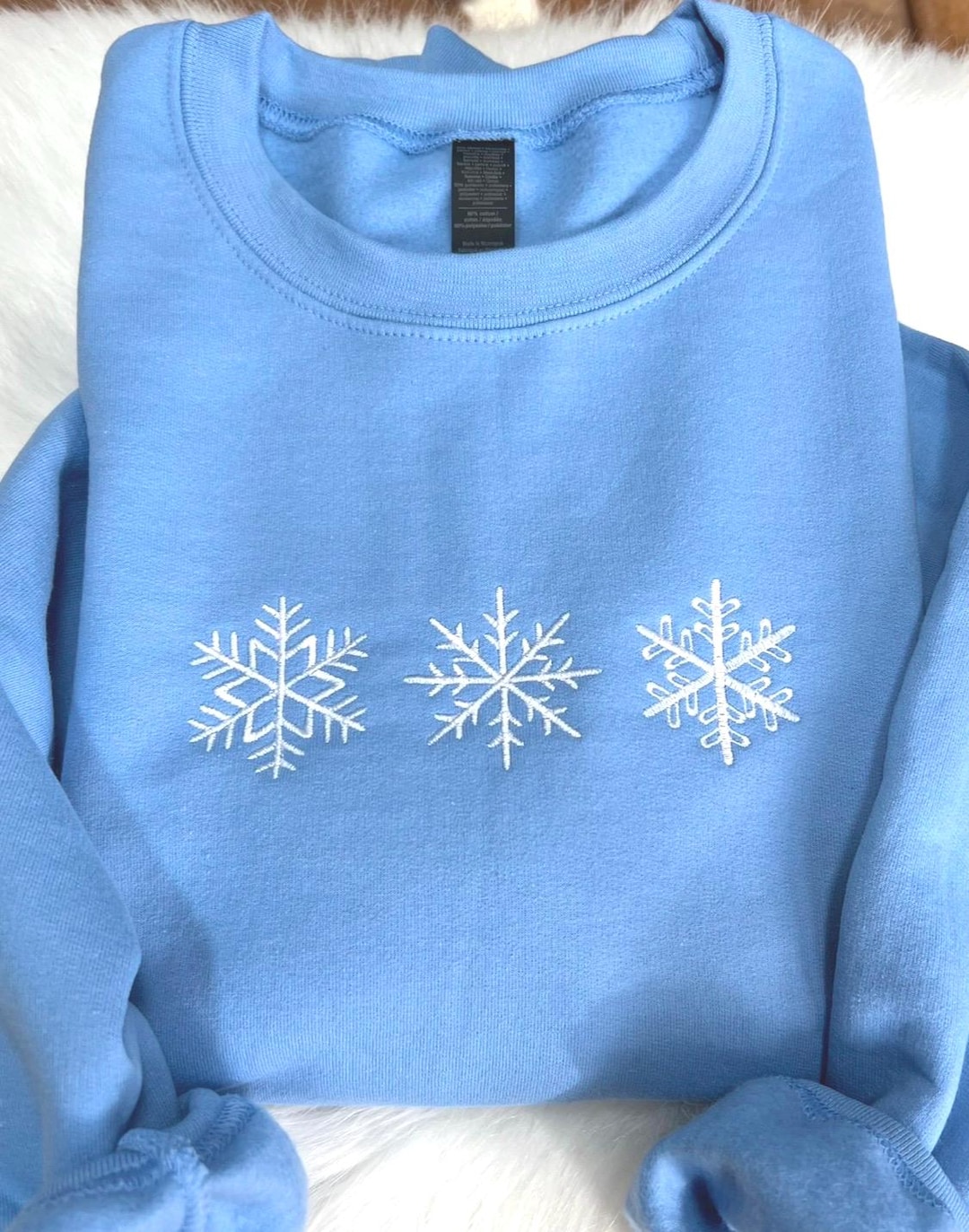 Snowflake Clothes Snowflakes SWEATSHIRT Embroidered 3 Mini Snowflakes - Cozy Winter ...