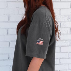 Comfort Colors Embroidered USA Flag T-Shirt: Unisex American Tee