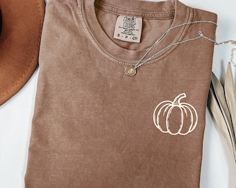 Comfort Colors Pumpkin Shirt - Retro Hand Draw Pumpkin Graphic Tee - Boho Fall Vibes T-Shirt - Autumn Trendy Tee - Minimalist Fall Shirt