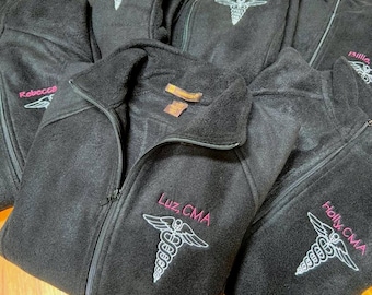 Embroidered Medical Fleece Jacket: Personalized Caduceus Full Zip