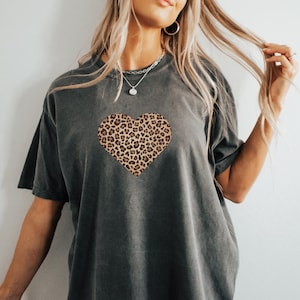 Comfort Colors Leopard Heart T-Shirt: Boho Cheetah Print