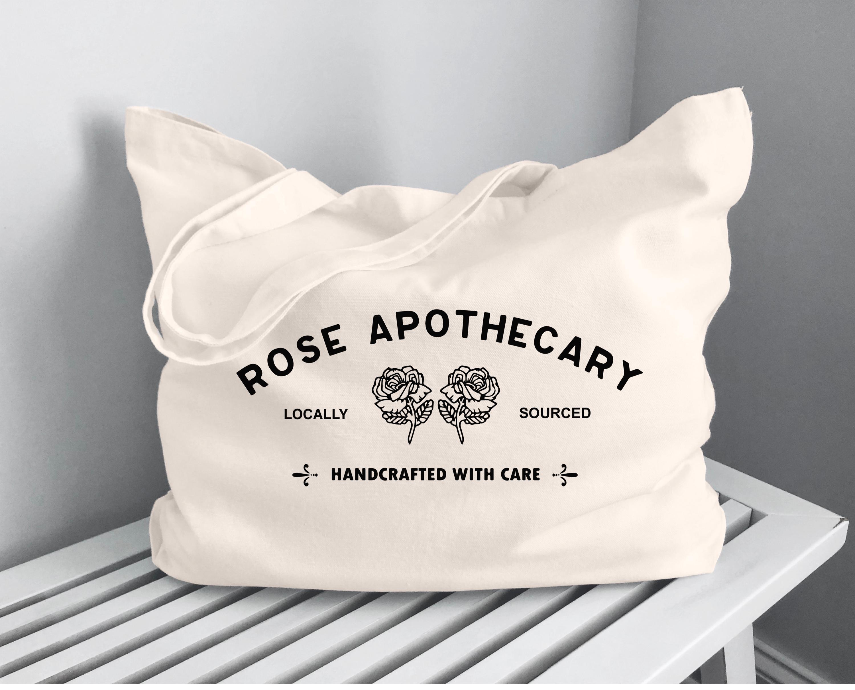 Rose Apothecary Canvas Tote Bag, Large Heavy Duty Shoulder Canvas Tote Bag, Gift for Show Lover, Every Day Use Canvas Rose Apothecary Bag
