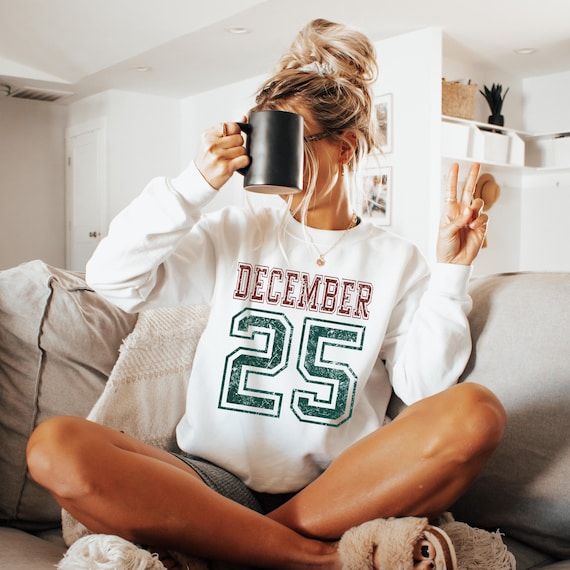 Christmas Date Sweatshirt, December 25 Retro Christmas Sweatshirt, Family Holiday Vibes Sweater, Oversized Boho Christmas Shirt, Gift