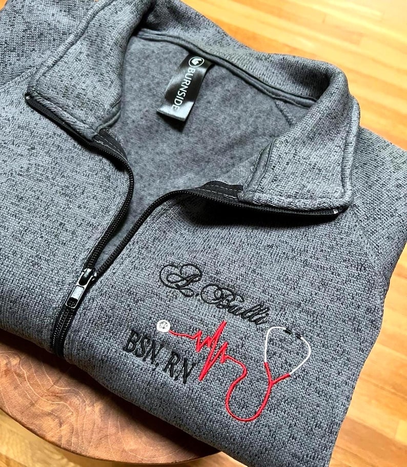 Personalized Medical Fleece Jacket: Custom Embroidered Name, Nurse Gift image 1