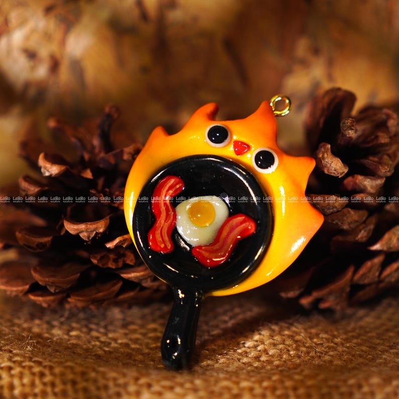 Calcifer Inspired Studio Ghibli Flame Worry Stone, Keychain, Kawaii ...