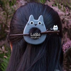 Totoro Inspired Studio Ghibli Hair Stick Barrette | Hair Clip | Hair Pin | Hand Painted