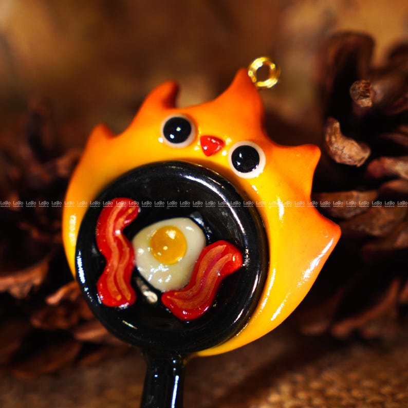 Calcifer Inspired Studio Ghibli Flame Worry Stone, Keychain, Kawaii ...