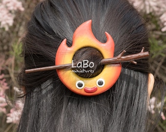 Calcifer Flame Inspired Hair Stick Barrette | Hair Clip | Hair Pin | Hand Painted