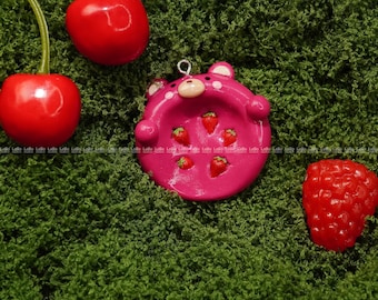 Piedra de preocupación de oso de fresa, juguete antiestrés de resina rosa kawaii impreso en 3D, piedra de palma de bolsillo para aliviar la ansiedad, regalo bonito LB1