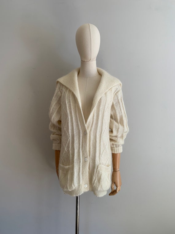 1980s Hand Knit Mohair Blend  Slouchy Tunic Cardi… - image 2