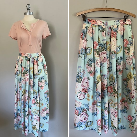 1990s Floral Skirt