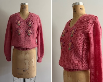 1970s/80s Open and Airy Embroidered Sweater