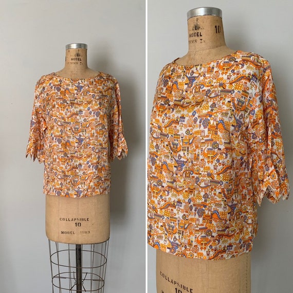 Vintage Novelty Print Top