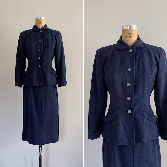1940s Wool Suit / Vintage 40s Tailored Suit