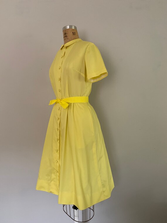 1960s Sunshine Yellow Shirtdress / 60s Dress with… - image 7