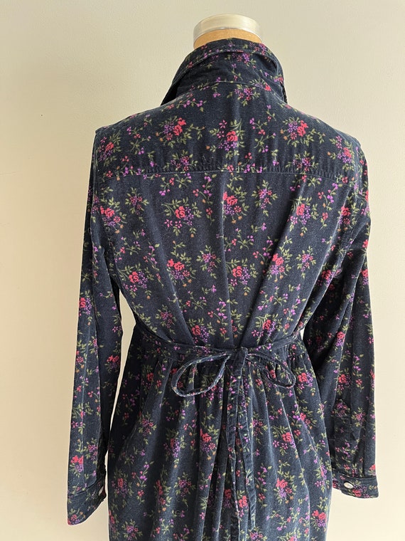 1990s Floral Corduroy Button Down Dress - image 3