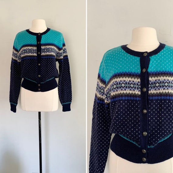 1990s Gap Fair Isle Cardigan / 90s Bright Fair Isl