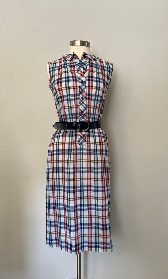 1970s Plaid Shift Dress / 70s Plaid Dress - image 2