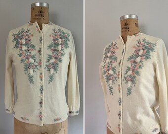 1960s Pastel Beaded Cardigan l Sugar Beads Cardigan