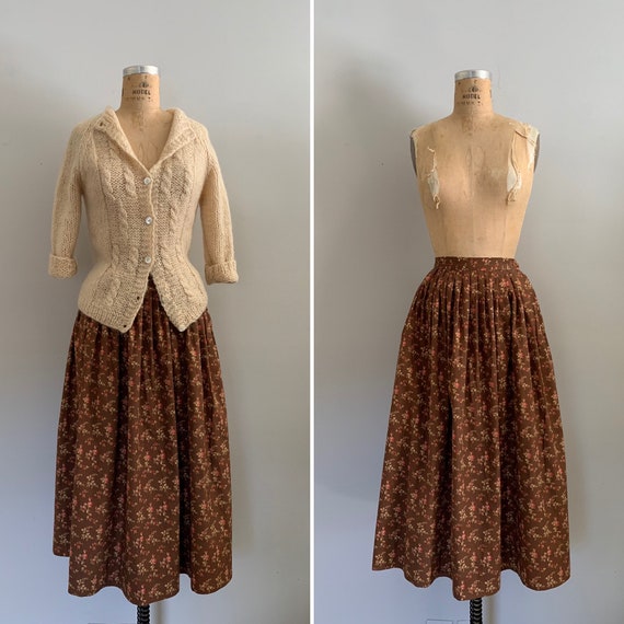 1980s Ralph Lauren Country Floral Cotton Skirt / 8