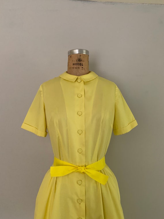 1960s Sunshine Yellow Shirtdress / 60s Dress with… - image 4