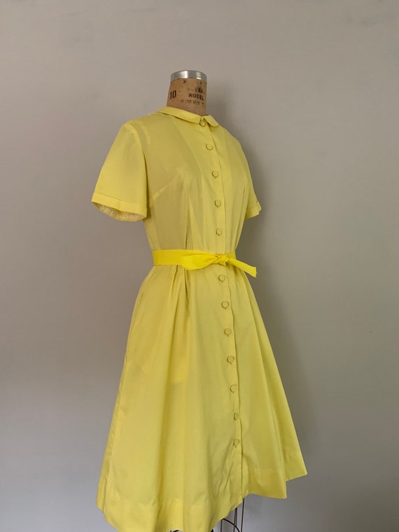 1960s Sunshine Yellow Shirtdress / 60s Dress with… - image 6