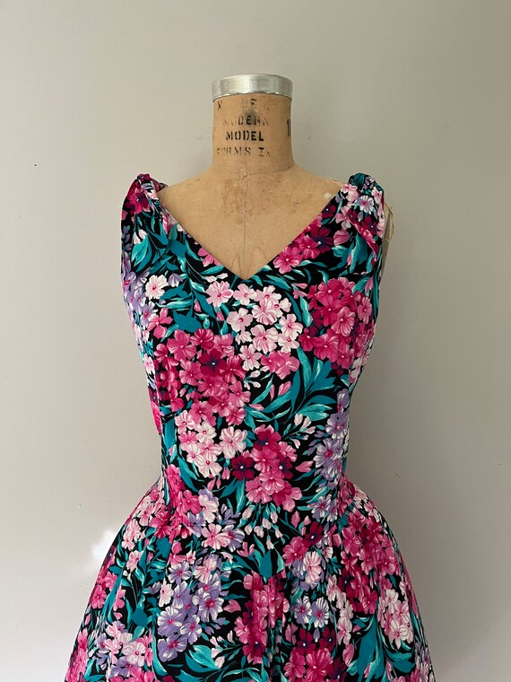 1980s Tie Shoulder Floral Cotton Sundress | 80s S… - image 3