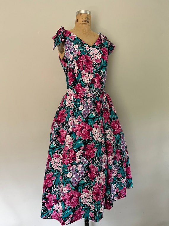 1980s Tie Shoulder Floral Cotton Sundress | 80s S… - image 5