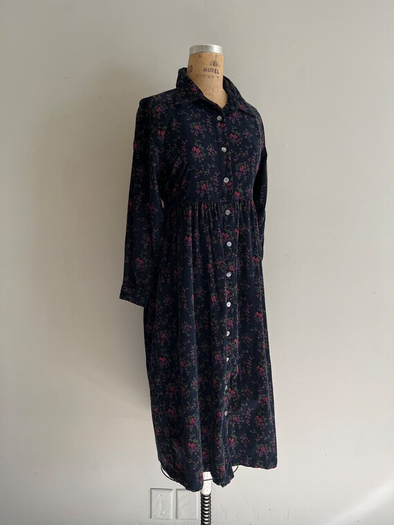 1990s Floral Corduroy Button Down Dress - image 5