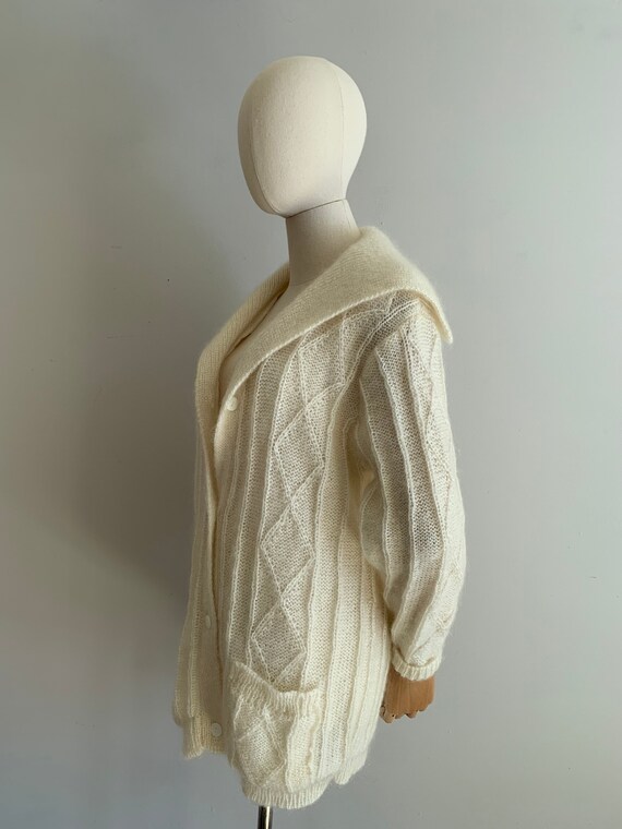 1980s Hand Knit Mohair Blend  Slouchy Tunic Cardi… - image 8