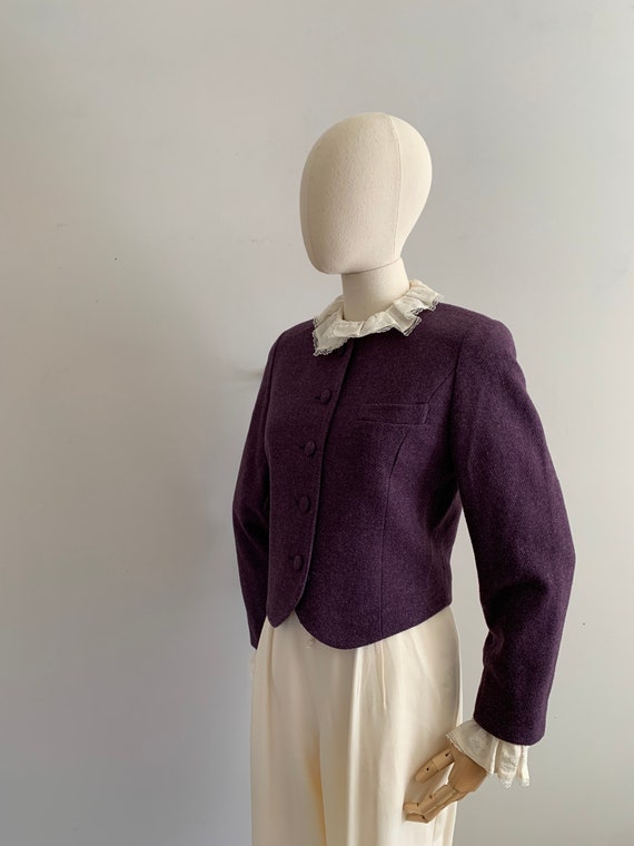 1980s Laura Ashley Cropped Waist Coat / 80s purpl… - image 5