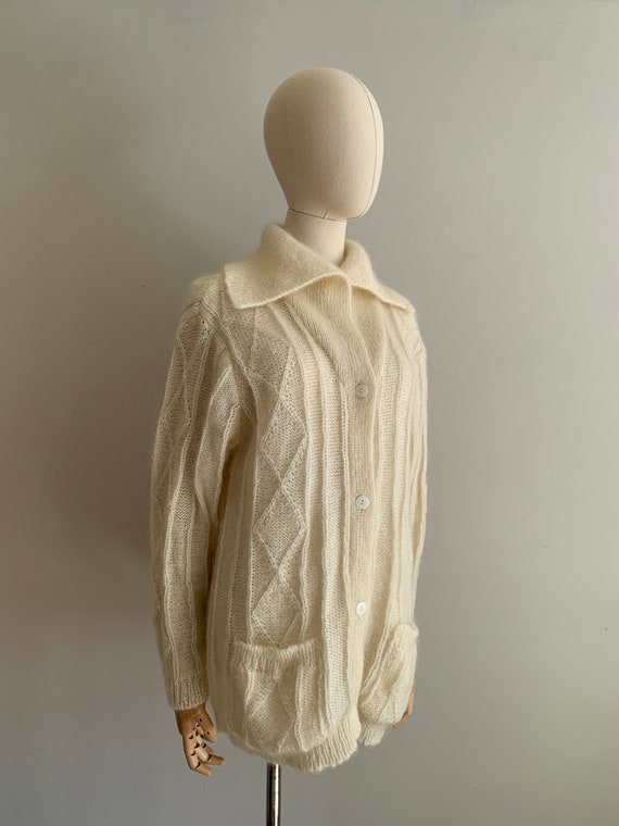 1980s Hand Knit Mohair Blend  Slouchy Tunic Cardi… - image 7