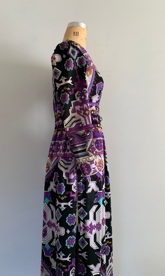 1960s Psychedelic Maxi with Zippered Side Slits /… - image 5