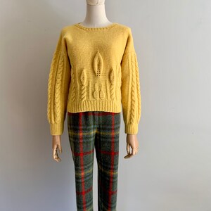Vintage Chunky Hand Knit Soft Wool Pullover / Bright Yellow Dimensional Knit Hand Knit Sweater image 6