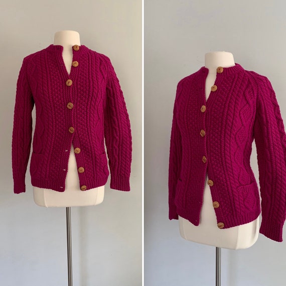 1970s Aran Knit Sweater / 70s Bright Fisherman Swe