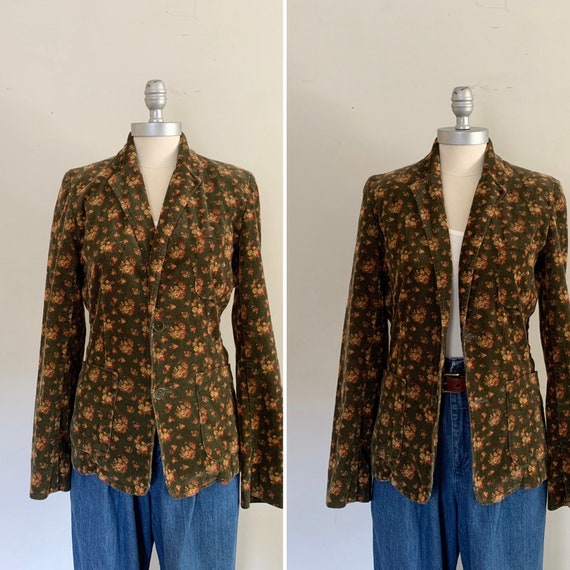 1990s Ralph Lauren Floral Corduroy Blazer