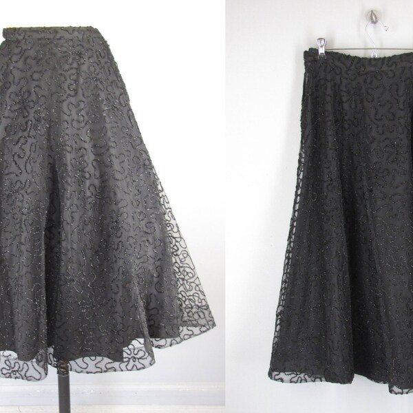 1950s tulle and sequin party circle skirt / 1950s full circle party skirt / 26" waist