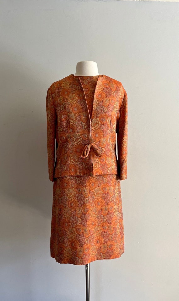 1960s L’Aiglon Metallic Jacquard Dress and Jacket… - image 2