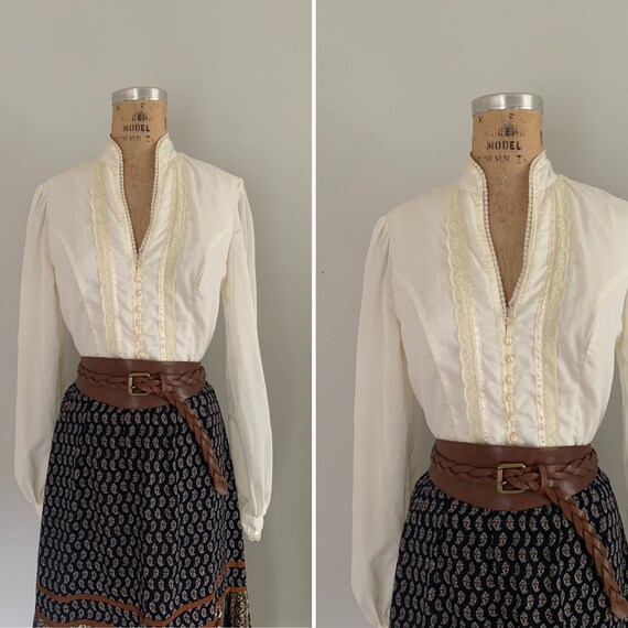 1970s Jessica's Gunnes Blouse / 1970s Prairie Blou