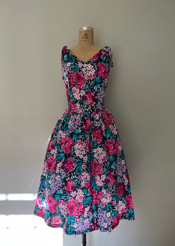 1980s Tie Shoulder Floral Cotton Sundress | 80s S… - image 2