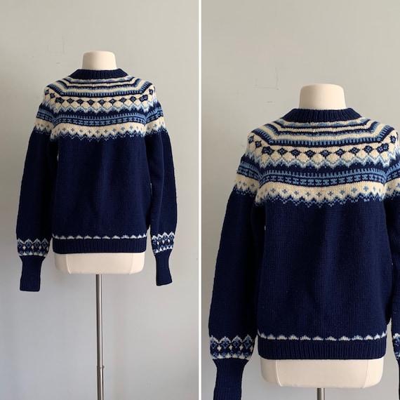 1970s Hand Knit in Denmark Fair Isle Pullover Swea