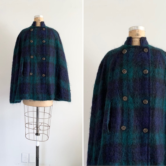 1970s Black Watch Tartan Plaid Mohair Cape / Scott