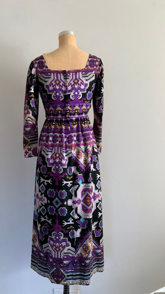 1960s Psychedelic Maxi with Zippered Side Slits /… - image 8