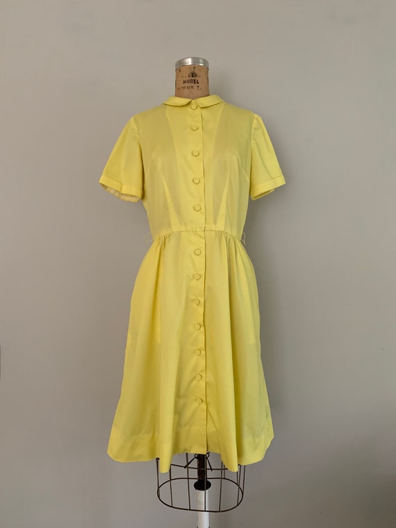 1960s Sunshine Yellow Shirtdress / 60s Dress with… - image 8