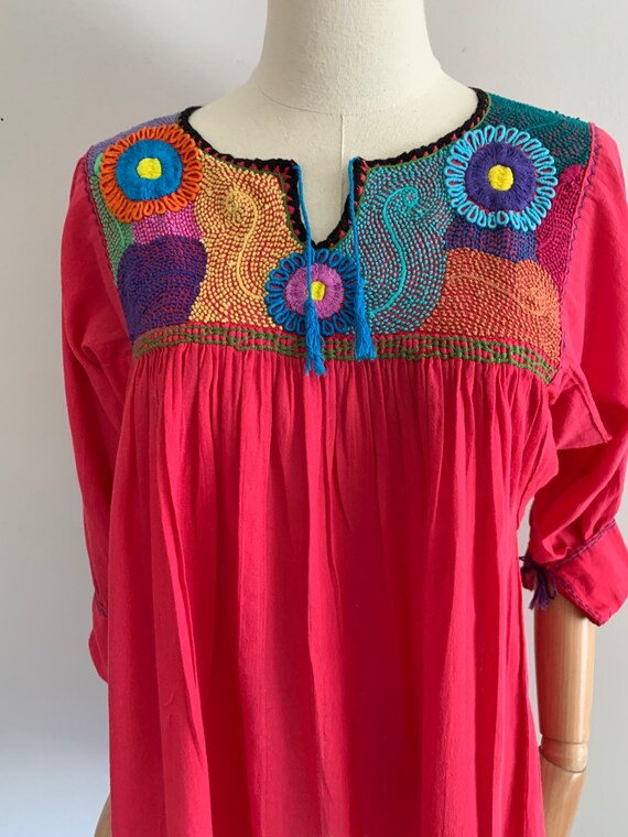 1970s embroidered gauze top / 70s peasant top - image 3