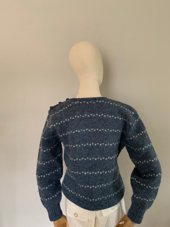 1980s intarsia knit birdseye and bunny pattern sh… - image 7