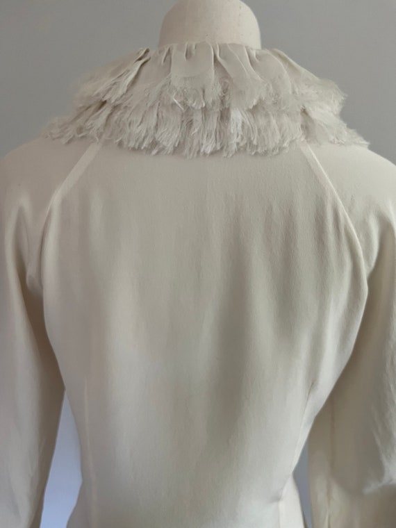 1980s Gianfranco Ferre Silk Ruffle Feathers Blouse - image 5