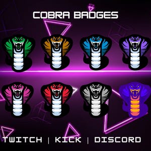 Cobra Sub Badges | Twitch Sub & Bit Badges | Snakes Sub Badges | Kawaii Sub Badges | Loyalty Badges | Discord Badges.