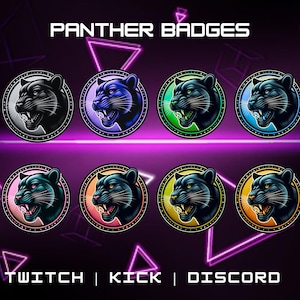 Panther Sub Badges For Twitch, YouTube, And Kick || Bit Badges || Animal Badges || Loyalty Badges || Discord Roles.