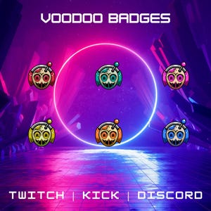 Emblemas de inscrição Voodoo para Twitch, YouTube, Discord | Download digital instantâneo | 6 conjuntos de emblemas | Emblemas de robô | Gráficos do Twitch.